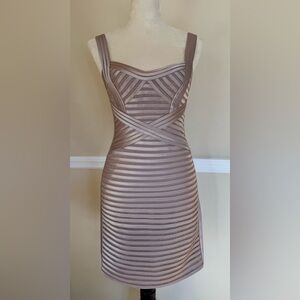 ✨BCBGMAXAZRIA Champagne Satin Bandage Bodycon Dress – Size 2✨ Adjustable Straps